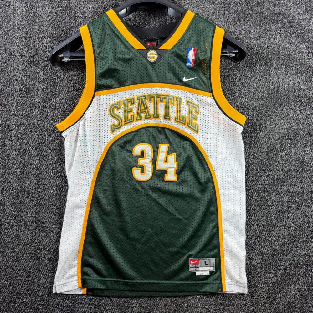 Vintage Nike Seattle SuperSonics Ray Allen 34 NBA Jersey Green White Men's L +2